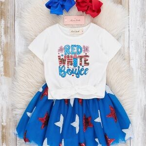 Patriotic Kids Matching Set - White and Blue